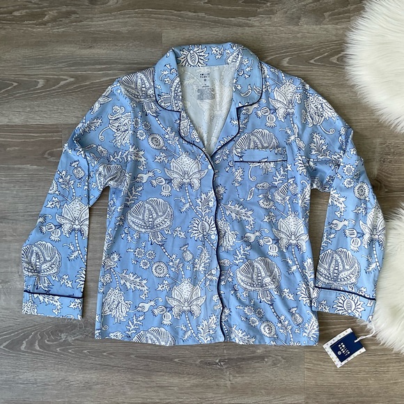🩵💙 Roller Rabbit x Target Women's Floral Vines Long Sleeves & Pants PJ Set Blue - Picture 5 of 11